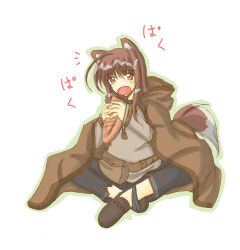 Rule 34 | 00s, animal ears, bread, eating, food, holo, solo, spice and wolf, tail, wolf ears, wolf tail, zero point