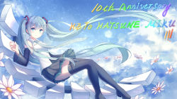 Rule 34 | 1girl, bad id, bad pixiv id, character name, from side, full body, hatsune miku, highres, long hair, solo, tagme, thighhighs, very long hair, vocaloid, yue yue