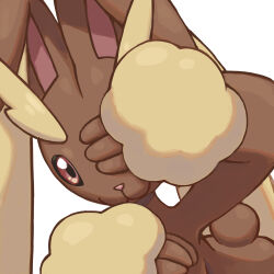 Rule 34 | 1girl, :3, absurdres, animal nose, arm up, black sclera, body fur, brown fur, closed mouth, colored sclera, covering one eye, creatures (company), female focus, furry, furry female, game freak, gen 4 pokemon, hand up, happy, highres, leaning forward, long ears, looking at viewer, lopunny, nintendo, pokemon, pokemon (creature), rabbit ears, rabbit girl, rabbit tail, raid (donghyeok), red eyes, smile, solo, standing, two-tone fur, upper body, yellow fur