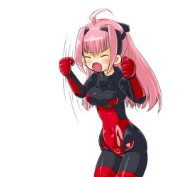Rule 34 | 10s, 1girl, ach, angry, bad id, bad pixiv id, blush, busou shinki, clenched hands, dd (ijigendd), doll joints, joints, long hair, pink hair, simple background, solo