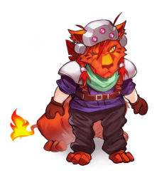 Rule 34 | cosplay, costume, earrings, final fantasy, final fantasy vii, fire, goggles, goggles on head, jewelry, no humans, one-eyed, red hair, red xiii, scar, scar across eye, scar on face, sitting, snout, solo, tail, voodoothur, yellow eyes