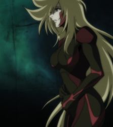 Rule 34 | 1girl, ass, bodysuit, breasts, casshern (series), casshern sins, hand on stomach, highres, holding stomach, leda (casshern sins), long hair, screencap, stitched, third-party edit, very long hair