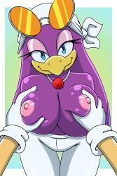Rule 34 | 1girl, beak, bird, blue eyes, breasts, furry, furry female, grabbing, grabbing another&#039;s breast, highres, large breasts, pinup (style), pov, sega, smile, solo, solo focus, sonic (series), sonic riders, wave the swallow
