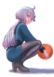 Rule 34 | 1girl, absurdres, ahoge, asticassia school uniform, black footwear, black pantyhose, boots, from side, green jacket, green shorts, grey eyes, grey hair, gundam, gundam suisei no majo, haro, high heels, highres, jacket, legs, long hair, looking at viewer, looking to the side, miorine rembran, nonoa-cg, open mouth, pantyhose, school, school uniform, shadow, short shorts, shorts, simple background, solo, squatting, swept bangs, thighs, white background