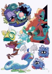 Rule 34 | 0 ici 0, puff of air, black eyes, bow, clamperl, coral, creatures (company), deoxys, deoxys (normal), drizzile, dunsparce, flower, game freak, gen 1 pokemon, gen 2 pokemon, gen 3 pokemon, gen 6 pokemon, gen 8 pokemon, highres, horsea, looking up, mythical pokemon, nintendo, partially colored, pink flower, pokemon, pokemon (creature), shellder, skrelp, squiggle, tangela, teeth, tongue, tongue out, wet