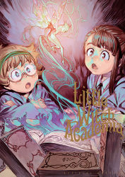 Rule 34 | 10s, 2girls, book, brown hair, copyright name, fairy, fantasy, freckles, glasses, hairband, kagari atsuko, little witch academia, lotte jansson, multiple girls, official art, open mouth, orange hair, trigger (company), yoshinari you