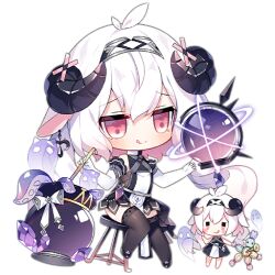 Rule 34 | 2girls, :q, ahoge, animal ears, artist request, black dress, black footwear, black horns, black leotard, black thighhighs, blush, blush stickers, cauldron, chibi, choker, closed mouth, crystal, crystal ball, curled horns, dress, earrings, elbow gloves, fairy (girls&#039; frontline), full body, ghost, girls&#039; frontline, gloves, goat ears, goat horns, hair between eyes, hair ornament, holding, horns, jewelry, jitome, leotard, long hair, looking at viewer, multiple girls, official art, on stool, pink eyes, rainbow gradient, sheep ears, simple background, single earring, sitting, stirring, straw doll, tentacles, thighhighs, third-party source, tiara, tongue, tongue out, transparent background, two-tone leotard, very long hair, voodoo doll, white choker, white gloves, white hair, white leotard, witch fairy (girls&#039; frontline), x hair ornament, | |