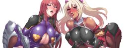 Rule 34 | 2girls, akiyama rinko (cosplay), ass, bare shoulders, beatrice kushan, black leotard, blonde hair, blush, bodysuit, boots, breasts, censored, cosplay, covered erect nipples, cowgirl position, curvy, dark skin, erection, gloves, happy sex, highleg, highleg leotard, highres, kangoku senkan, kangoku senkan 3, kila kushan, ky., large breasts, leotard, long hair, looking at another, looking at viewer, mizuki yukikaze (cosplay), moaning, mother and daughter, multiple girls, nipples, open mouth, orgasm, penis, puffy nipples, pussy, red hair, sex, shiny clothes, shiny skin, simple background, skirt, smile, spread legs, squatting, straddling, sweat, sweatdrop, taimanin (series), taimanin suit, taimanin yukikaze, tongue, tongue out, torn clothes, twintails, vaginal, white background