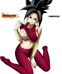 Rule 34 | bra, breasts, breasts out, dragon ball, earrings, jewelry, kefla (dragon ball), pants, potara earrings, simple background, tagme, tight clothes, tight pants, underwear
