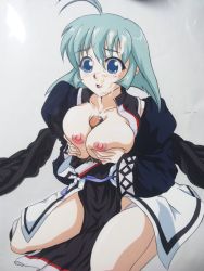 Rule 34 | 1boy, 1girl, ahoge, ainu clothes, aquaplus, black wings, blue eyes, blue hair, blush, breasts, breasts out, breasts squeezed together, collarbone, cum, cum on body, cum on hair, cum on upper body, dress, earwig (artist), ejaculation, ejaculation between breasts, facial, feathered wings, hair between eyes, hetero, highres, camyu, kneeling, large breasts, large wings, long sleeves, looking down, nipples, nose blush, open clothes, open dress, open mouth, paizuri, penis, puffy sleeves, short hair, sidelocks, skindentation, thighs, uncensored, utawarerumono, wide sleeves, wings