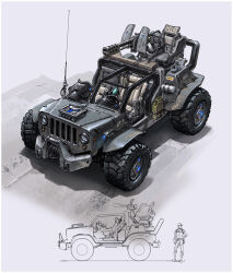 Rule 34 | 1other, baseball cap, boots, commentary, defiance (game), english commentary, hat, hethe srodawa, jacket, jeep, motor vehicle, official art, pants, production art, radio antenna, scarf, size comparison, turret, vehicle focus