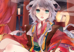 Rule 34 | 1girl, :o, candle, chinese clothes, dj.adonis, hanfu, highres, japanese clothes, kimono, lampion, lantern, light, looking at viewer, luo tianyi, night, night sky, obi, open mouth, pillar, sash, sky, smoke, solo, star (symbol), upper body, vocaloid, wax