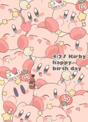 Rule 34 | blue eyes, blush stickers, cake, cake slice, dot mouth, empty eyes, closed eyes, food, highres, hot sauce, invincible candy, kirby, kirby: star allies, kirby (series), maxim tomato, nintendo, one eye closed, saliva, smile, star rod, sugoimottar