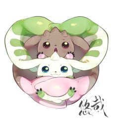 Rule 34 | :3, blue eyes, brown horns, chestnut mouth, closed mouth, commentary, digimon, digimon (creature), fang, floppy ears, highres, horns, lopmon, multiple horns, no humans, open mouth, pink eyes, simple background, single horn, smile, straight-on, symbol-only commentary, terriermon, v-shaped eyebrows, white background, white horns, youzaiyouzai112