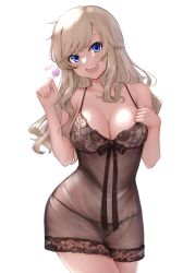 Rule 34 | 1girl, :d, absurdres, bad id, bad twitter id, bare arms, bare shoulders, black panties, blonde hair, blue eyes, blush, breasts, candy, cleavage, collarbone, cowboy shot, english text, food, hand on own chest, head tilt, highres, holding, holding food, idolmaster, idolmaster cinderella girls, lamp p9, large breasts, lingerie, lollipop, looking at viewer, navel, o-ring, o-ring bottom, o-ring panties, ohtsuki yui, open mouth, panties, round teeth, see-through, simple background, smile, solo, swept bangs, teeth, underwear, underwear only, upper teeth only, white background