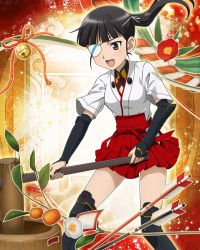 Rule 34 | 1girl, cowboy shot, female focus, japanese clothes, miko, official art, sakamoto mio, solo, standing, strike witches, world witches series