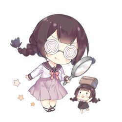 Rule 34 | 2girls, :d, :q, arms up, blush, blush stickers, bow, bowtie, braid, brown dress, brown footwear, brown hair, brown sailor collar, chibi, coke-bottle glasses, dress, fairy (girls&#039; frontline), full body, girls&#039; frontline, glasses, holding, holding magnifying glass, long hair, long skirt, long sleeves, looking at viewer, magnifying glass, multiple girls, object on head, official art, open mouth, pink bow, pink bowtie, pink eyes, pink skirt, pleated skirt, rescue fairy (girls&#039; frontline), round eyewear, sailor collar, saru, shirt, simple background, skirt, smile, standing, standing on one leg, star (symbol), third-party source, tongue, tongue out, transparent background, treasure chest, twin braids, v-shaped eyebrows, white shirt, | |