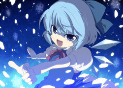 Rule 34 | 1girl, aro, blue eyes, blue hair, bow, cirno, female focus, hair bow, matching hair/eyes, short hair, snow, solo, embodiment of scarlet devil, touhou, wings
