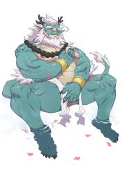 Rule 34 | 1boy, abs, anal fingering, another eidos-r, antlers, aqua skin, bara, bead necklace, beads, beard, blush, chest hair, chest tuft, dragon boy, facial hair, feeling body hair, feeling fur, fingering, full beard, furry, furry male, gote (go min te), highres, horns, huge eyebrows, jewelry, large pectorals, long hair, long mustache, looking at viewer, male focus, male masturbation, masturbation, mature male, muscular, muscular male, navel, necklace, nipples, nose piercing, nose ring, pectorals, piercing, sideburns, soaking feet, solo, stomach, thick beard, thick thighs, thighs, tusks, xiaolong (another eidos)