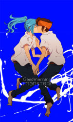 Rule 34 | 2boys, blue hair, brown hair, endou mamoru, inazuma eleven, inazuma eleven (series), kazemaru ichirouta, kiss, multiple boys, yaoi