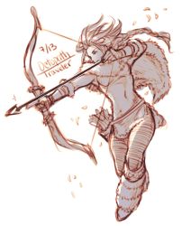 Rule 34 | 1girl, arrow (projectile), boots, bow (weapon), drawing bow, full body, gloves, h&#039;aanit (octopath traveler), highres, holding, holding bow (weapon), holding weapon, hunter, krazehkai, long hair, monochrome, octopath traveler, octopath traveler i, quiver, solo, weapon, white background