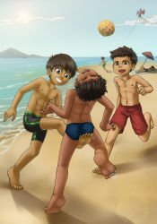Rule 34 | 5boys, ball busting, barefoot, bdsm, black jammers, black male swimwear, blue male swimwear, blue swim briefs, blue swim trunks, cbt, character request, copyright request, feet, green male swimwear, green swim trunks, grin, groin kick, highres, jammers, kite, male focus, male swimwear, multiple boys, ocean, outdoors, red male swimwear, red swim trunks, sand, single vertical stripe, smile, source request, sun, swim briefs, swim trunks, swimsuit, tagme, toy, umbrella, wangdangle
