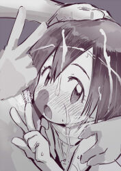 Rule 34 | 1boy, 1girl, blush, digimon, hand on another&#039;s head, penis, short hair, whistle, whistle around neck, yagami hikari