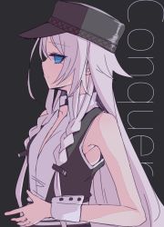 Rule 34 | 1girl, bare shoulders, black background, black hair, black shirt, blue eyes, braid, cevio, commentary, english commentary, expressionless, from side, half-closed eye, highres, ia (vocaloid), long hair, looking at viewer, miri (miri 1m), pink hair, shirt, side braids, sidelighting, sideways glance, sleeveless, sleeveless shirt, solo, song name, twin braids, upper body, very long hair, vocaloid, wrist cuffs