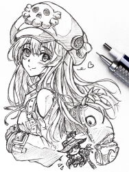 Rule 34 | backpack, bag, cabbie hat, fingerless gloves, gloves, graphite (medium), guilty gear, guilty gear strive, hat, hat ornament, highres, johnny (guilty gear), may (guilty gear), nt50, pirate hat, skull and crossbones, skull hat ornament, traditional media
