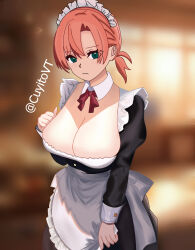 Rule 34 | 1girl, boudica (fate), breasts, cuyito, fate/grand order, fate (series), green eyes, highres, large breasts, maid, red hair