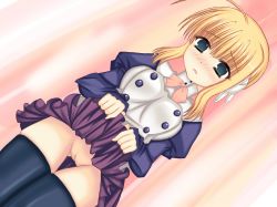 Rule 34 | 1girl, absurdres, blonde hair, clothes lift, green eyes, highres, pussy, silfa (to heart), skirt, skirt lift, to heart, to heart (series), to heart 2, to heart 2 ad