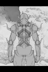 Rule 34 | 1990s (style), 1boy, armor, cecil harvey, clenched hands, final fantasy, final fantasy iv, greyscale, helmet, letterboxed, lowres, male focus, monochrome, official art, solo