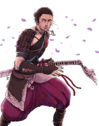 Rule 34 | 1boy, artist request, black hair, ghost of tsushima, katana, male focus, sakai jin, samurai, sword, weapon