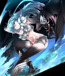 Rule 34 | &gt;:(, 10s, 1girl, amira (shingeki no bahamut), blue hair, breasts, brown eyes, claws, closed mouth, demon girl, demon horns, demon tail, demon wings, floating hair, flying, from side, frown, highres, horns, kazetto, large breasts, long hair, looking away, nail polish, pale skin, pointy ears, red nails, shingeki no bahamut, shingeki no bahamut: genesis, solo, tail, tattoo, v-shaped eyebrows, wings