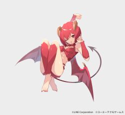 Rule 34 | demon girl, highres, line: monster farm, monster (monster farm), monster farm, official art, one eye closed, pixie (monster farm), simple background, solo, tail, white background, wings, wink