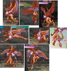 Rule 34 | ass, breasts, griffin, large breasts, monster girl, pixel art, pointy ears, princess crown, thighs, vanillaware, wings