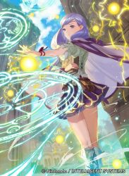 Rule 34 | 1girl, book, cape, commentary request, company name, copyright name, fire emblem, fire emblem: path of radiance, fire emblem: radiant dawn, fire emblem cipher, holding, holding book, ilyana (fire emblem), long hair, magic, mayo (becky2006), nintendo, official art, skirt, solo