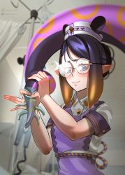 Rule 34 | 1girl, apron, athies, bespectacled, blue eyes, glasses, gloves, hat, highres, hololive, hololive english, hospital, latex, latex gloves, long hair, looking at viewer, multicolored hair, ninomae ina&#039;nis, nurse, nurse cap, orange hair, pointy ears, purple hair, solo, tentacle hair, tentacles, virtual youtuber