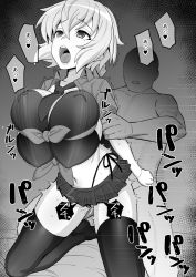 Rule 34 | 1boy, 1girl, afterimage, ahoge, arm grab, black thighhighs, bouncing breasts, breasts, clothed female nude male, clothed sex, clothing aside, covered erect nipples, faceless, faceless male, greyscale, hetero, highres, inai uchi, large breasts, low twintails, microskirt, miniskirt, monochrome, necktie, nude, official alternate costume, open mouth, panties, panties aside, scrunchie, senki zesshou symphogear, sex, sex from behind, side-tie panties, skirt, solo focus, thighhighs, twintails, underwear, yukine chris