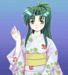 Rule 34 | 1girl, green hair, japanese clothes, jochuu-san, kimono, lowres, oekaki, original, solo, yagisaka seto