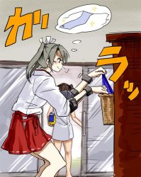 Rule 34 | 10s, 2girls, bad id, bad twitter id, caught, clothes theft, comic, gmgt (gggggg3), hair ribbon, japanese clothes, kaga (kancolle), kantai collection, long hair, multiple girls, ribbon, theft, towel, translation request, twintails, zuikaku (kancolle)