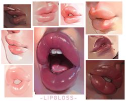 Rule 34 | close-up, collage, commentary, english commentary, english text, gloss (hotglossed), highres, lipgloss, lips, lipstick, makeup, mole, mole under mouth, only mouth, open mouth, original, parted lips, revision