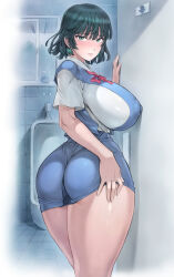 Rule 34 | 1girl, alternate costume, ass, ass grab, ayanami rei, ayanami rei (cosplay), breasts, fubuki (one-punch man), large breasts, legs, mogudan, neon genesis evangelion, one-punch man, standing, thighs