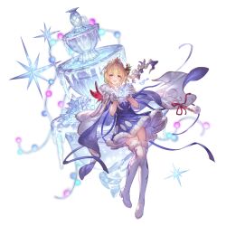 Rule 34 | 1girl, blonde hair, blue dress, blue eyes, boots, cape, dress, europa (granblue fantasy), europa (holiday) (granblue fantasy), floating, full body, fur-trimmed boots, fur-trimmed cape, fur-trimmed dress, fur-trimmed gloves, fur trim, gloves, granblue fantasy, hands up, looking at viewer, medium hair, minaba hideo, official alternate costume, official art, open mouth, short dress, simple background, solo, thigh boots, transparent background, white cape, white footwear, white gloves
