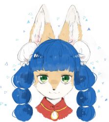Rule 34 | blue hair, borrowed character, fox, furry, green eyes, long hair, pozpozpoor, smile