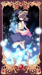 Rule 34 | 1girl, absurdres, brown hair, constellation, earmuffs, female focus, full body, headphones, highres, hitodama, huangquan dong (sinchi), looking at viewer, resized, shirt, shoes, short hair, skirt, sleeveless, sleeveless shirt, solo, star (sky), touhou, toyosatomimi no miko, upscaled