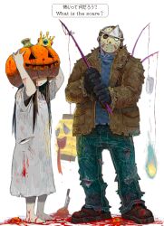 Rule 34 | blood, crossover, crown, english text, engrish text, friday the 13th, halloween, hockey mask, jack-o&#039;-lantern, jason voorhees, mask, pumpkin, ranguage, the ring, yamamura sadako