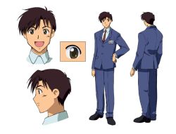 Rule 34 | 1boy, angelic layer, artist request, brown eyes, brown hair, looking at viewer, multiple views, ogata masaharu, simple background, tagme, white background
