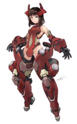 Rule 34 | 1girl, absurdres, full body, headgear, highres, karamas, mecha musume, military, original, signature, simple background, solo, solo focus, white background