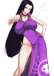 Rule 34 | 1girl, 47 hard, black hair, blue eyes, blush, boa hancock, breasts, highres, huge breasts, looking at viewer, one piece, pointing, simple background, tagme, white background